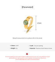 Bague de doigt en pierre naturelle verte Conception de cercle en acier inoxydable plaqué or avec pierre d'émeraude Bonne chance Bague de pierre précieuse de taille ouverte