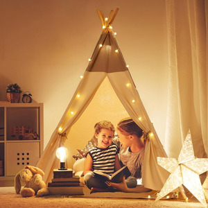 เต็นท์ผ้าคลุมเตียงน่ารัก ผ้าโพลีเอสเตอร์ผสมฝ้าย สำหรับเด็ก เต็นท์อินเดียนยูร์ตในร่ม แบบป๊อปอัพ บ้านเล่นขนาดใหญ่สำหรับเด็กเล็ก - Product Image 5