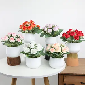 Wholesale Buy High Quality Artificial Flower Plastic Decorative Artificial Flowers In Ceramic Pot For Wedding Artificial Plants