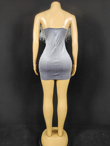 Straight Club Dresses Sequins Diamonds See Through Femme <strong>Feathers</strong> <strong>Top</strong> White Dress Vestidos Para Mujer Elegante Party - Product Image 4
