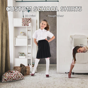 Camisa Escolar Blanca Personalizada para Niñas, Manga Corta y Cuello Fusionado, Suministro de Fábrica para Uniformes Escolares Infantiles - Product Image 2