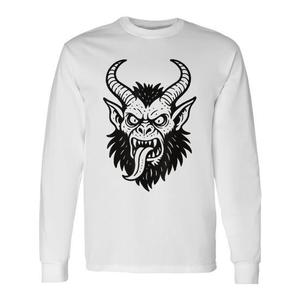 T-shirt a maniche lunghe Krampus Christmas Horror con design spaventoso per le vacanze - Product Image 1