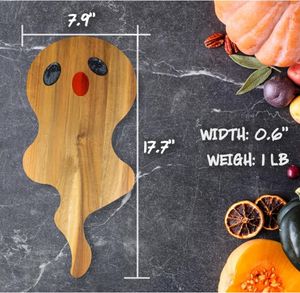 Planche à découper en bois d'Halloween avec motif citrouille, fantôme et crâne, ustensile de cuisine, compatible lave-vaisselle, décoration de fête pour usage festif - Product Image 3