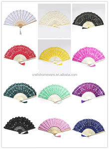 婚礼装饰舞蹈派对纯棉黑色蕾丝折叠手持扇子刺绣新娘手扇竹五线谱 - Product Image 3