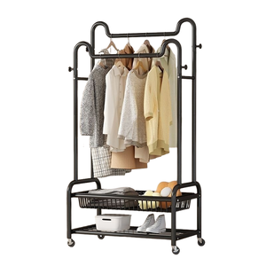 Venta caliente Dormitorio Perchero Piso Soporte de <span class=keywords><strong>metal</strong></span> Colgador de ropa Perchero de ropa portátil - Product Image 6