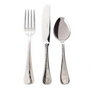 Juego de cubiertos de acero inoxidable, tenedor, cuchillo y cuchara, juego de 3 piezas, elegante juego de cubiertos de metal de alta calidad para decoración de mesa de comedor. - Product Image 1