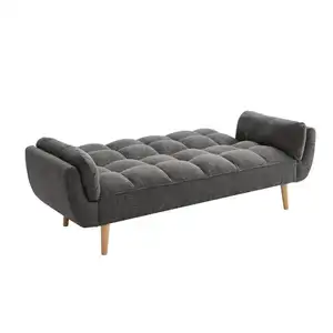 Sofá cama de madera, cofre de lino cocido, estilo clásico, futón, clic, Com cama - Product Image 1