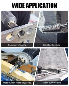 Jeekvisen 1/4 \ "Shank tungsten carbide chết máy xay bit 10 cái đôi cắt Rotary Burr kim loại deburring hoàn thiện công cụ khắc - Product Image 4