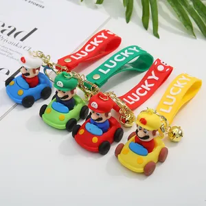 Mario With Ring Custom 3d Anime Keychain Silicone Plastic Rubber Pvc Keychain Bag Accessories In Bulk Key Holder Key Ring Gift
