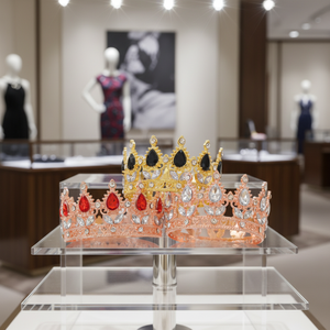 Nouvelle <span class=keywords><strong>Couronne</strong></span> Dorée Ronde Complète de Luxe, Style Baroque Européen et Américain, pour Décoration de Mariage et Accessoires de Bouquet - Product Image 2