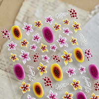 Autocollants 5D en relief pour ongles, motifs floraux tropicaux, fleurs de frangipanier, fruits et lettres, décorations auto-adhésives pour manucure, vente en gros