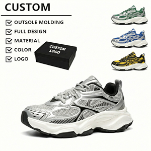 Zapatillas deportivas personalizadas con suela gruesa, de malla y cuero PU, con cordones, informales, para caminar, OEM - Product Image 1