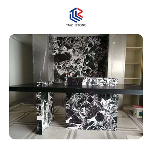 Surface polie imperméable de grande dalle de quartzite noir de conception moderne pour l'usage d'intérieur d'hôtel et de villa avec les armoires incurvées - Product Image 6