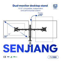Maximaal draagvermogen 9 kg Dubbele arm monitorstandaard Nieuw verstelbaar koudgewalst plaatmateriaal Computerhouder Opvouwbaar en uittrekbaar voor 13-32 inch