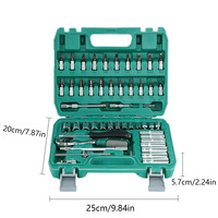 53-Piece Durable Portable Battery Powered Combination Spanner Wrench Set Chrome Vanadium Stainless Steel Auto Tool Box Set 1 Set