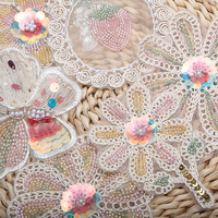 Nouveaux patchs brodés en dentelle de fleurs papillon 3D avec des paillettes et des perles |   Appliques thermocollantes DIY pour T-shirts, robes, sacs, vêtements