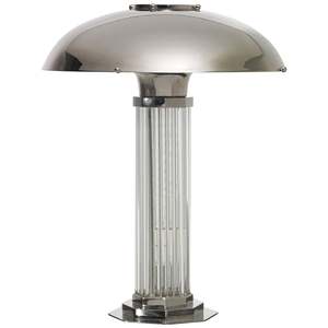 Lampe de bureau rétro française, design colonne en métal et verre, source de lumière LED, utilisation pour hôtel et maison d'hôtes - Product Image 1