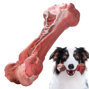 Mainan hewan peliharaan karet pembersih gigi bentuk tulang, mainan anjing mengunyah tulang, tahan lama