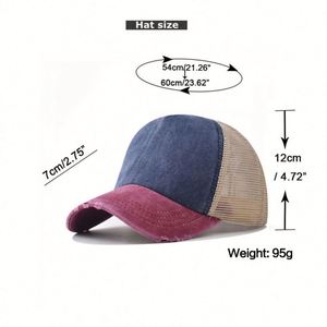 Gorra de Béisbol Estilo Trucker 2024, Nueva, de Algodón Puro, con Efecto Desgastado, de Alta Calidad, Verano, Malla Deportiva y Formal, Estilo Personalizado para Exteriores - Product Image 3