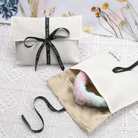Enveloppe en jute blanche imprimée avec logo personnalisé réutilisable Sac à poussière pochette enveloppe en jute organique à fond rond Sacs à poussière