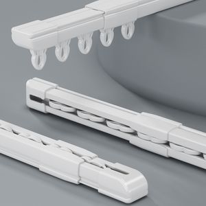 2 tringles à <span class=keywords><strong>rideaux</strong></span> à double <span class=keywords><strong>rail</strong></span> coulissantes Heavy Duty Double Sliding Curtain Long Track Set For Home Decor - Product Image 3