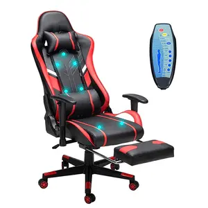 USA Free Customized New Design Hign Quality Red Ergonomic Silla Para Gamer Pc Swivel Racing Gaming Chair with Luxury Massage