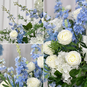 Le Lussuose Ortensie e Rose Artificiali in Seta <span class=keywords><strong>Blu</strong></span> e Bianca Sono la Scelta Perfetta per una Cerimonia Nuziale Romantica - Product Image 4