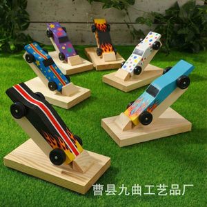 Wooden <b>Car</b> <b>Model</b> Display Rack For Children <b>Toy</b> Stand Desktop Storage Natural Wood Color - Product Image 1