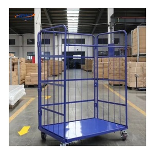 Cage à quatre roues de grand chariot de transport de grillage en acier pour le centre de logistique et le déplacement industriel d'entrepôt - Product Image 1