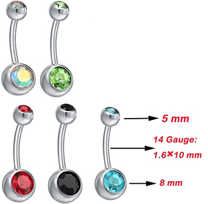Anneau de nombril en titane G23/ASTM F136 à filetage interne, zircon, bijou corporel de haute qualité, stud labret, bijou de piercing pour lèvre N/A - Product Image 4