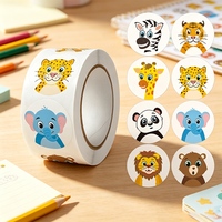 Haoxuan Großhandel Bedruckte Runde Aufkleber-Rollen Wasserfeste Vinyl-Etiketten für Kinder Klassenzimmer Belohnungen Schreibwaren Geschenk Dekoration