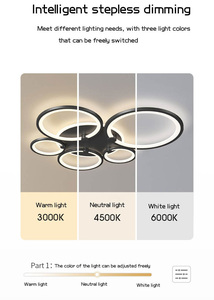 <span class=keywords><strong>Lustra</strong></span> LED plafoniera dimmerabile 3000K 6000K moderno 4 8 anelli 130W montaggio a filo apparecchio di illuminazione a soffitto per soggiorno - Product Image 3