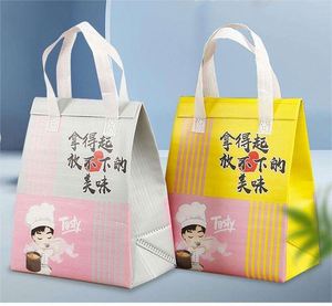 Sac isotherme écologique personnalisé en PP non tissé, recyclable, imprimé à l'écran, avec poignée de longueur de main, pour le déjeuner à emporter - Product Image 2