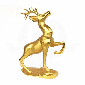 アニメフィギュアメタルクラフトゴールドクリスマスデコレーション鹿像オーナメント関節式クリスマス鹿