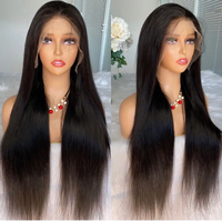 Perruque indienne vierge pré-épilée en gros, coupe dégradée, cheveux raides, 13*4, sans colle, HD complète, 100% cheveux humains, noire
