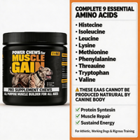 Masticables Blandos de Aminoácidos y Proteínas para Perros, Fortalecedores Musculares, Aumentan la Masa Muscular, Recuperación, Inmunidad, Salud Articular, Seguros