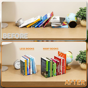 Tapón de acrílico transparente para <span class=keywords><strong>libros</strong></span> para estantes decorativos, sujetalibros invisibles con alfombrillas antideslizantes para <span class=keywords><strong>libros</strong></span> pesados - Product Image 5