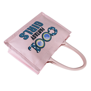 Small Medium <b>Large</b> PVC-lined Long Top Handle <b>Canvas</b> Shopping <b>Bag</b> with Letter Pattern for Advertising - Product Image 3
