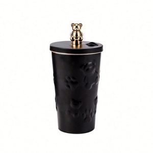 แก้วน้ำสแตนเลสสุญญากาศแบบพกพา ลายหมี พร้อมหลอดดูด - Product Image 4