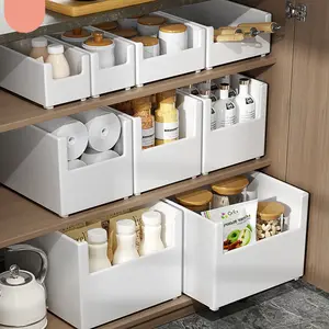 厨柜杂物收纳盒多功能家用开放式塑料收纳盒日本家用化妆品桌面收纳篮