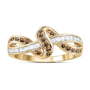 Anello Geometrico Bicolore in Rame per Donne, Design Creativo a Linee, Accessorio Moda Quotidiana - Product Image 1