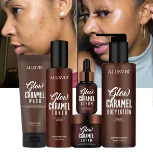 Cosmetic Caramel Skincare Produtos Black Skin Brightening Acne Tratamento Rosto Soro Loção Corporal Cuidados Com A Pele Set Para As Mulheres Negras