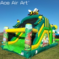 Structure gonflable géante commerciale abeille, tournesol et champignon, avec toboggan combiné, pour location de fêtes d'enfants