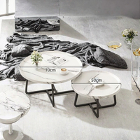 Table basse et table d'appoint modernes en bois massif de style nordique, design rond pour salon