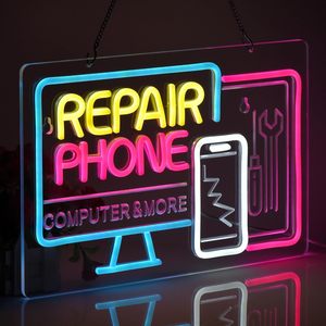 Réparation de téléphones, enseignes néon LED à intensité variable, alimentées par USB, lumière d'ambiance, décoration de vitrine, lumière indicatrice de rue, personnalisable 5V - Product Image 3