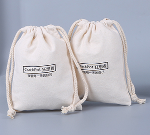Sac à cordon personnalisé écologique en coton mousseline naturel, sac à poussière en toile de coton biologique avec logo imprimé pour cadeau - Product Image 2