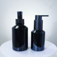 Haute qualité 60ml 2oz verre noir Lotion pompe bouteilles emballage cosmétique pour soins de la peau sérum vide cheveux huile pompe compte-gouttes