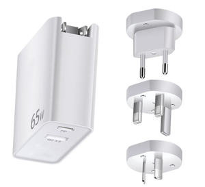 GaN Tech 65Wデュアルポート高速充電器 (1USB-A + 1 PD) 高速壁充電器PD & QC3.0携帯電話ラップトップタブレット用 - Product Image 4