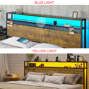 Nữ hoàng kim loại gỗ đôi đầy đủ khung giường với đèn led USB cổng cơ sở cail Vua kích thước mới nhất thiết kế khung giường - Product Image 3