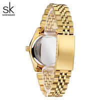 Montre à quartz pour femme Shengke K0156, plaquée or, alliage, design classique, marque de luxe, Relojes De Mujer